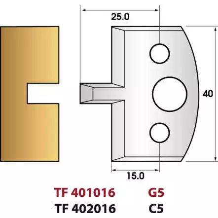 LEMAN - Rainure 6mm N°016 - Jeu de 2 fers de  toupie Hauteur 40