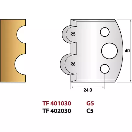 LEMAN - Congés 5 et 6 mm N° 030 - Jeu de 2 fers de toupie Hauteur 40