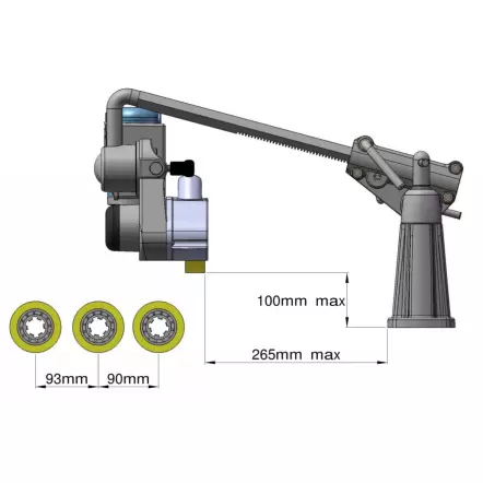 HOLZPROFI - VSHPM3 Entraîneur monophasé bras 280mm 3 rouleaux ø76 mm - 94 W 230 V