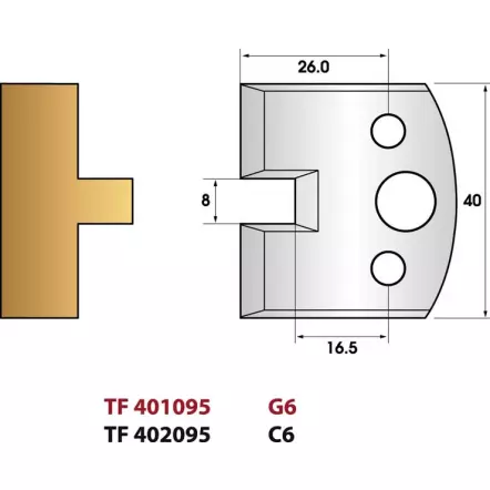 LEMAN - Languette 8 mm  N° 095 - Jeu de 2 fers de toupie Hauteur 40